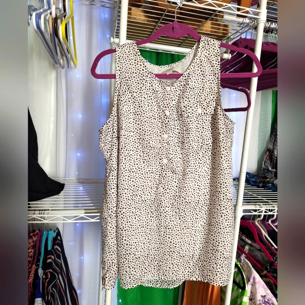 LOFT SIZE MEDIUM POLKA-DOT TOP SIZE MEDIUM